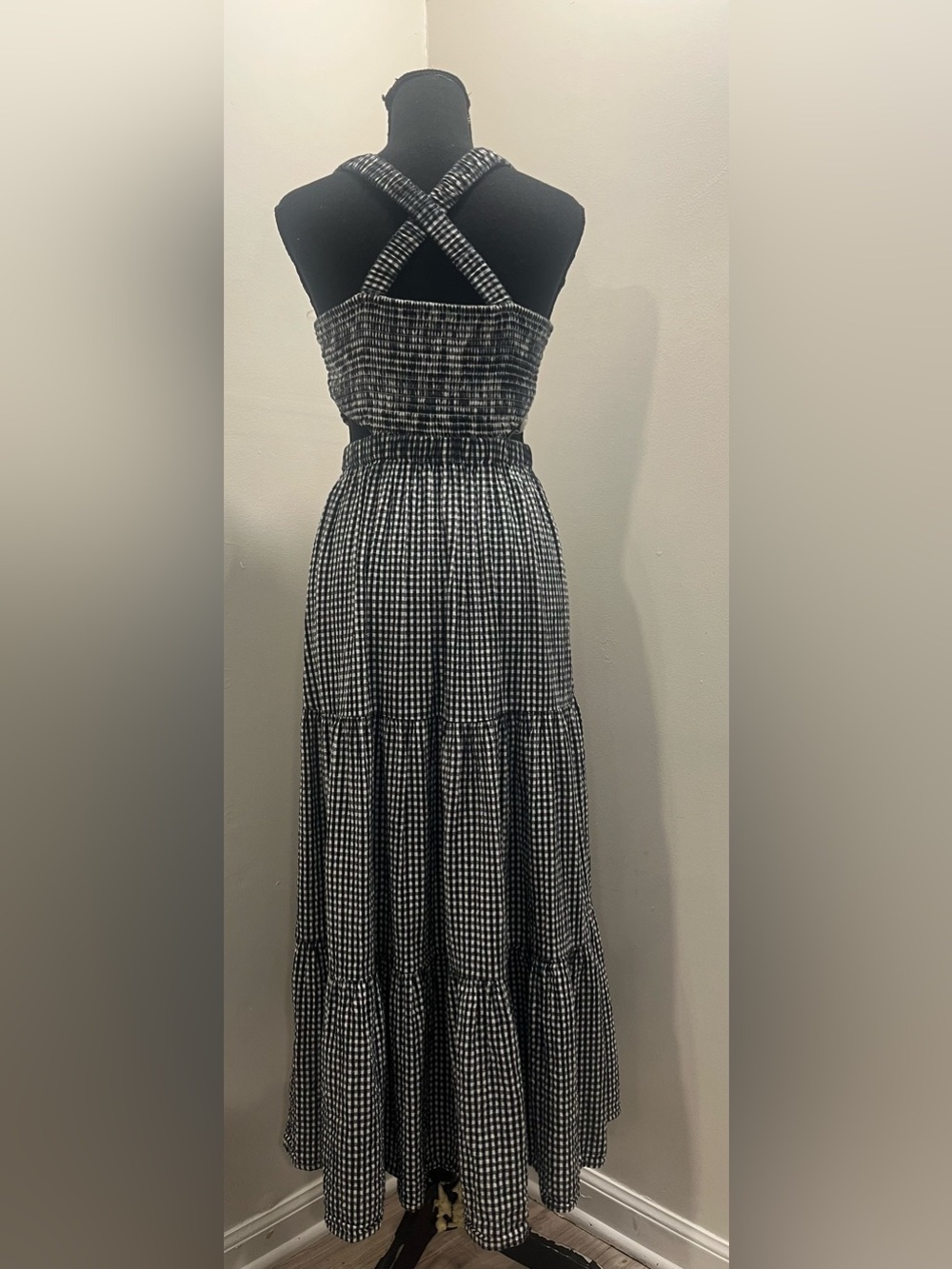 American Eagle Outfitters Black and White Gingham Tiered Maxi Skirt - Picture 3 of 5